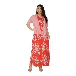 Denim & Co Womens Sleeveless Maxi Dress Small Coral Pink Draped Shrug Set NWOT